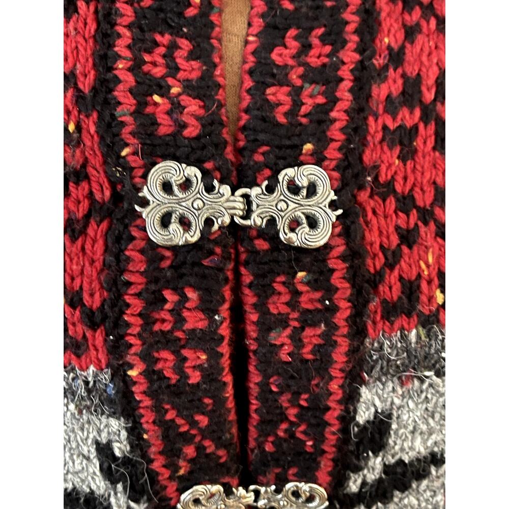 Croft & Barrow Sz L Fair Isle  Cardigan Sweater Red Wool Blend Nordic Apres Ski - Picture 8 of 13